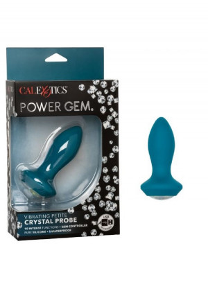 Анальная пробка с кристаллом и вибрацией Power Gem Vibrating Petite Cristal Probe голубая 9.5 см SE-0385-06-3