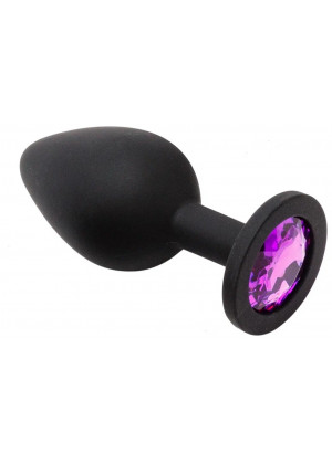 Анальная втулка черная с кристаллом Small фиолетовый 7 см Д70500-04