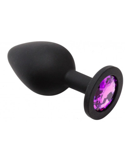Анальная втулка черная с кристаллом Small фиолетовый 7 см Д70500-04