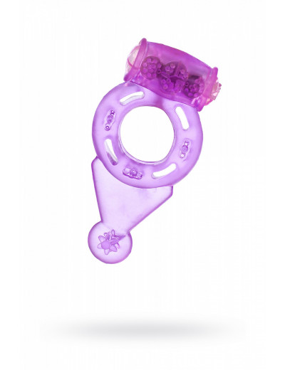 Кольцо эрекционное с вибрацией и хвостиком фиолетовое 818038-4