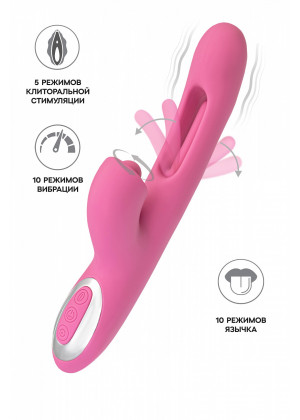 Виброкролик с двигающимся язычком и стимулирующим шариком JOS Monti розовый 24 см 783062