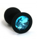Анальная втулка черная с кристаллом Small голубой 7 см Д70500-09