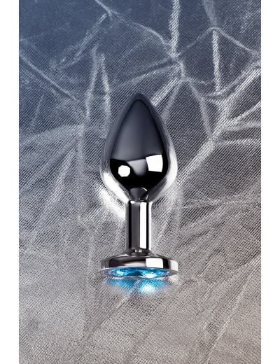 Анальная втулка с кристаллом Medium голубой 8 см 717002-14