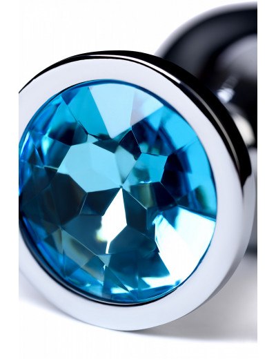 Анальная втулка с кристаллом Medium голубой 8 см 717002-14