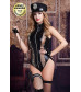 Костюм полицейской Candy Girl Raven боди, головной убор, митенки, подвязка, чулки, рация черный OS 841057