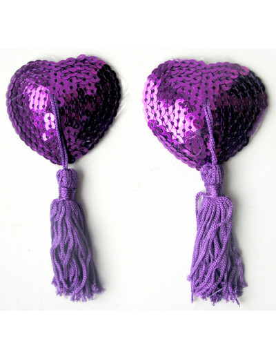 Пэстисы Notabu BDSM в форме сердец с кисточками фиолетовые MLF-90004-5