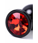 Анальная втулка черная с красным кристаллом Medium 8,2 см 717008-59