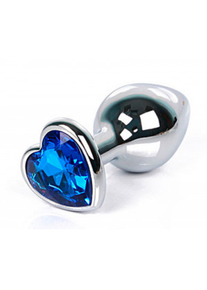 Анальная втулка с кристаллом сердце Small синий 7 см Д713019