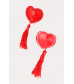 Пэстисы Erolanta Lingerie Collection в форме сердец с кисточками тканевые красные 790073