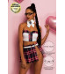 Костюм школьницы Candy Girl Satine: топ, юбка, пояс, галстук, значок, очки красный OS 841070