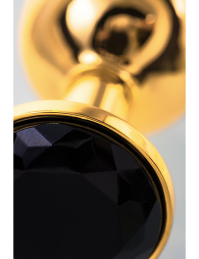 Анальная втулка с кристаллом Medium Gold черный 8 см 712006