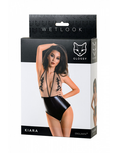 Боди Glossy Kiara из материала Wetlook черное XL 955026-XL