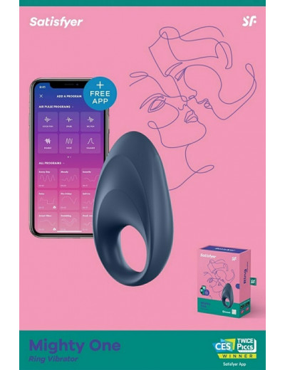 Эрекционное кольцо Satisfyer Mighty One с возможностью управления через приложение синее J2008-19