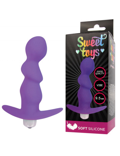 Анальная втулка с вибрацией Sweet Toys фиолетовая 9,5 см ST-40186-5