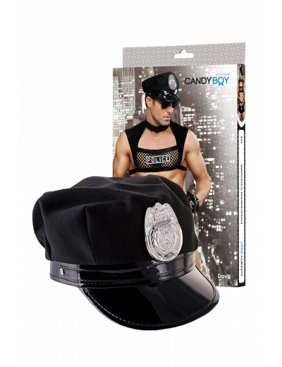 Костюм полицейского Candy Boy Davis топ, боксеры, затемненные очки, головной убор, наручни черный OS 801017