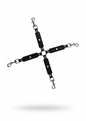 Сцепка крестообразная с карабинами Pecado для фиксации рук и ног черная 01211