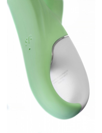 Нереалистичный вибратор Satisfyer Air Pump Bunny зеленый 15 см J2018-257
