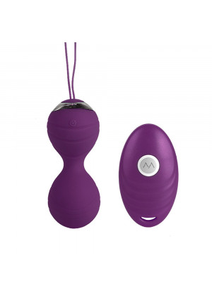 Вагинальные шарики с вибрацией и пультом Delia фиолетовый Д58