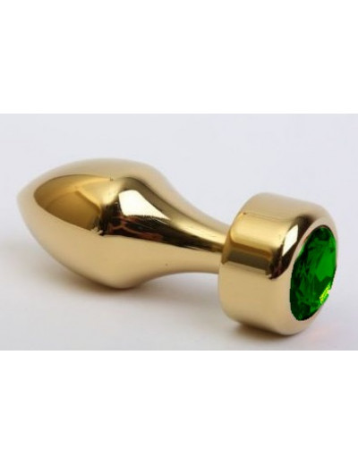 Анальная втулка с кристаллом Gold Butt Plug Green 7,8 см Д710085