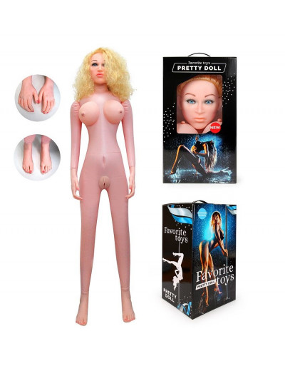 Кукла надувная с вибрацией и реалистичной головой Анжелика два отверстия 155 см EE-10248