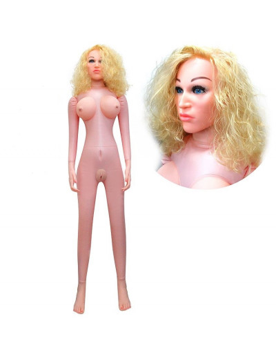 Кукла надувная с вибрацией и реалистичной головой Анжелика два отверстия 155 см EE-10248