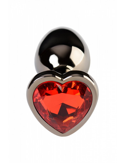 Анальная втулка с кристаллом сердце Medium красный 8 см Д713102