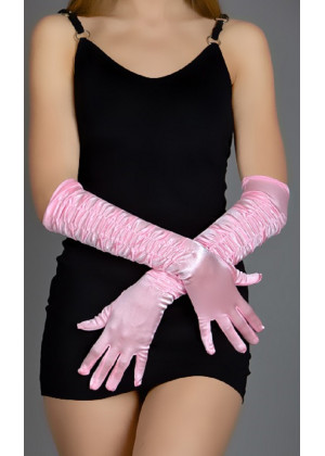Перчатки атласные длинные розовый EH100223Roze