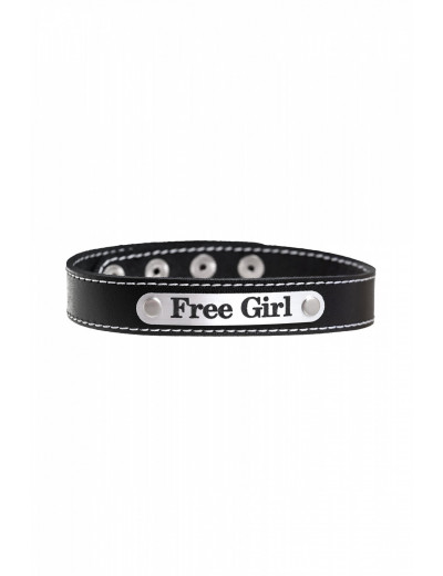 Чокер Free Girl с белой строчкой черный 690010