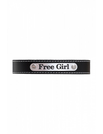 Чокер Free Girl с белой строчкой черный 690010
