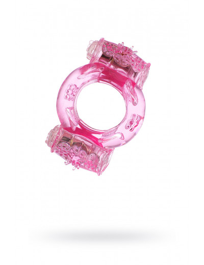 Кольцо эрекционное с двойной вибрацией розовое 818033-3