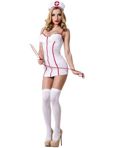 Эротический костюм Медсестричка Le Frivole бело-красный L/XL 02206
