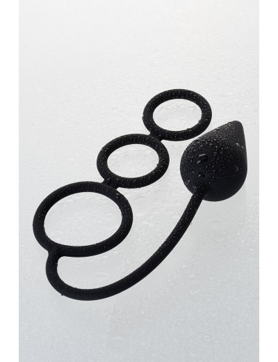 Анальная пробка с эрекционным кольцом Erotist силикон черная 6,5 см 541308