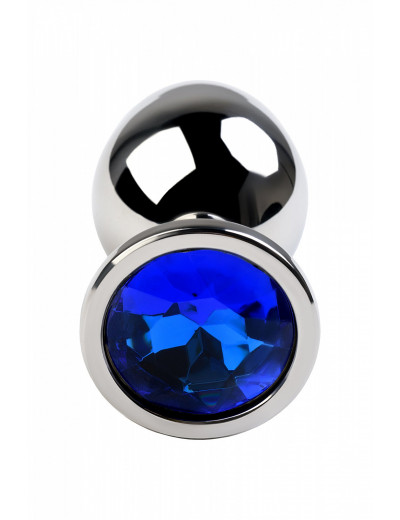 Анальная втулка с кристаллом Medium синий 8 см Д712032