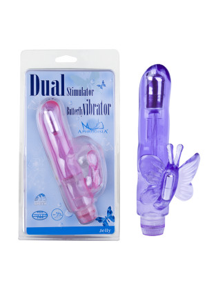 Вибромассажер Dual Stimulator Butterfly фиолетовый 18 см Д83058