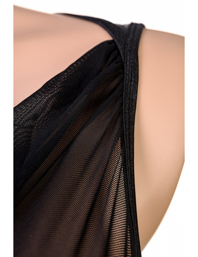 Платье с открытой спиной wetlook черное OS 840019